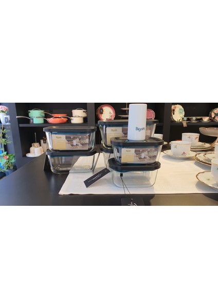 Norris Pompalı Cam Saklama Kabı (7 Parça) 1ADET POMPA-2ADET 450ML-2ADET 800ML-2ADET 1320ML