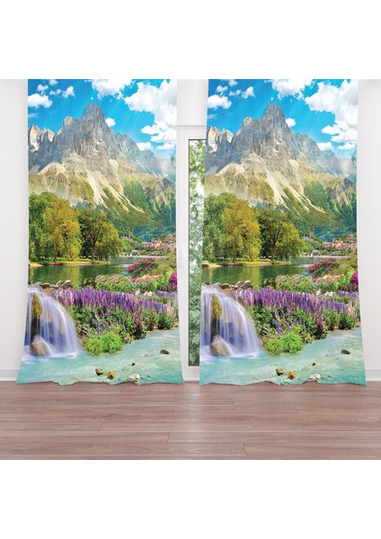 Dijital Baskılı Fon Perde Iki Kanat