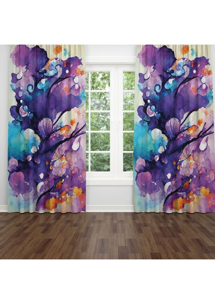 Dijital Baskılı Fon Perde Iki Kanat