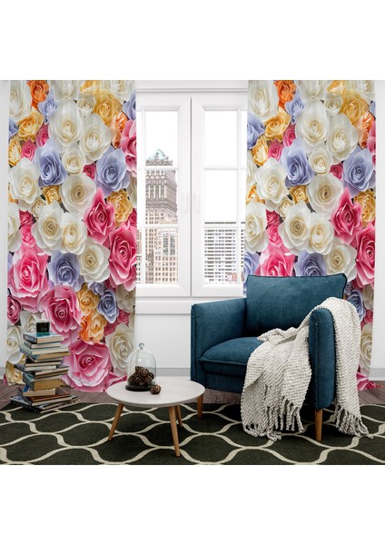 Dijital Baskılı Fon Perde Iki Kanat