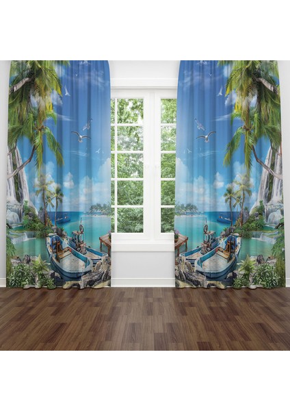 Dijital Baskılı Fon Perde Iki Kanat