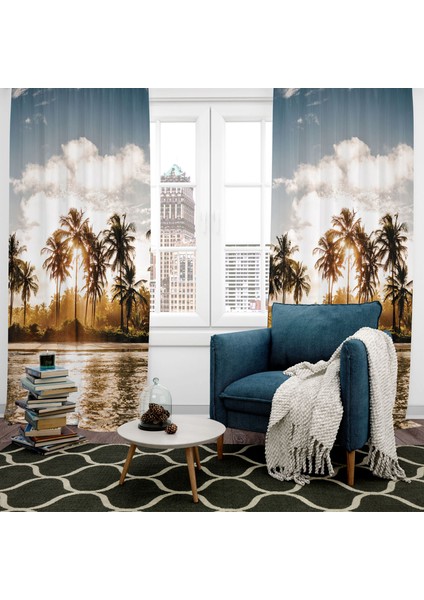 Dijital Baskılı Fon Perde Iki Kanat