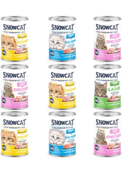 Snow Cat Premium Parça Etli Karışık Kedi Konservesi 12 ADET*400 G