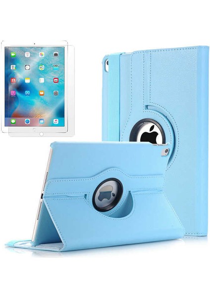 Apple iPad 9.7 2017 (5.nesil) Uyumlu Tablet Kılıfı 360 Dönebilen Standlı Kılıf, Mavi