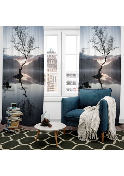 Dijital Baskılı Fon Perde Iki Kanat