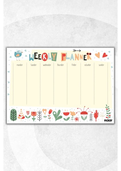 Haftalık Planlayıcı A4 Ebat Çiçek 30 Yaprak Weekly Planner