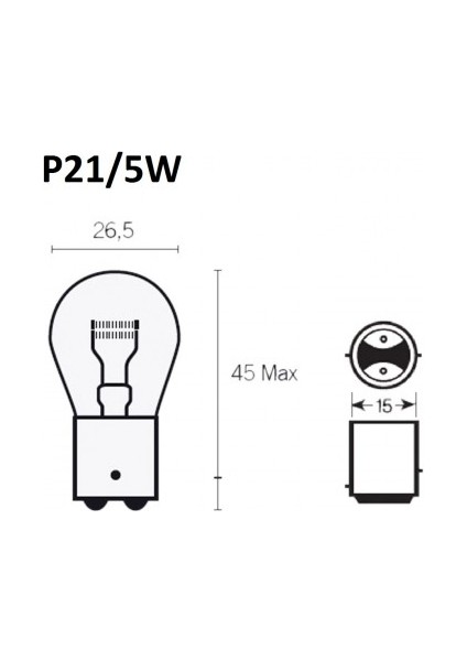 P21/5W Naturel Cam Çift Duy Turuncu Ampul FLSP21/5W