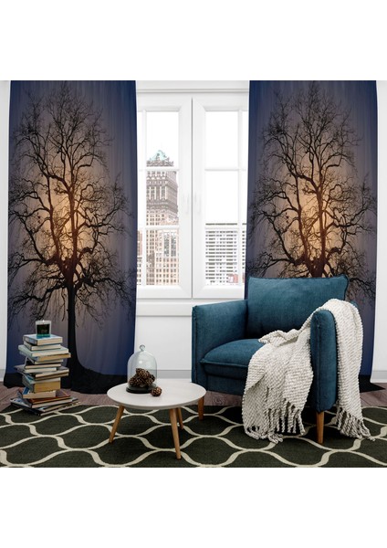 Dijital Baskılı Fon Perde Iki Kanat