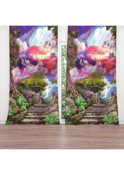 Dijital Baskılı Fon Perde Iki Kanat
