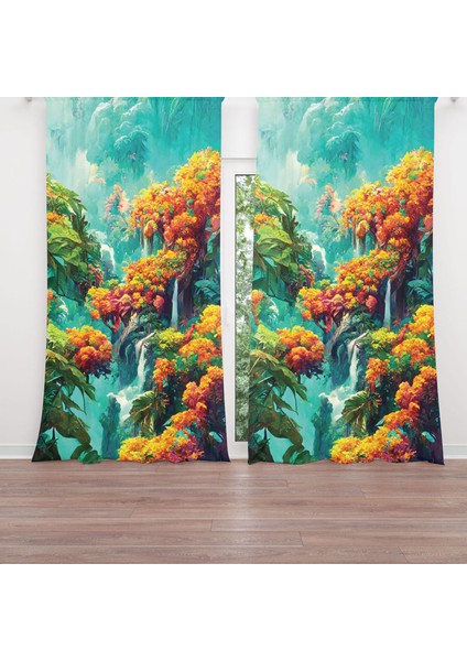 Dijital Baskılı Fon Perde Iki Kanat