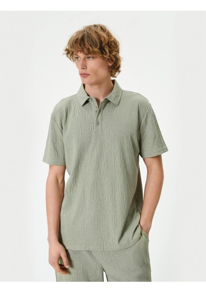 4SAM10001MK Mnt Mınt Erkek Pamuk Jersey Kısa Kollu Polo Yaka Basıc T-Shırt modelleri