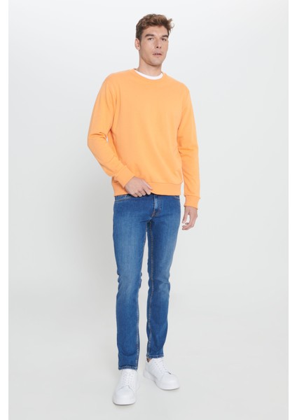 Standart Fit Normal Kesim Bisiklet Yaka Pamuklu Sweatshirt