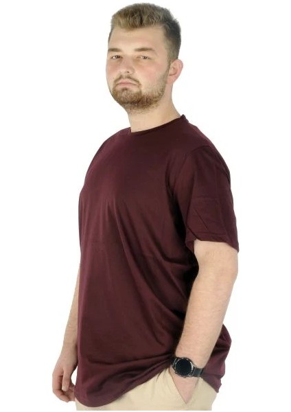 Büyük Beden Erkek Tshirt Bisiklet Yaka Basic 20031 Bordo