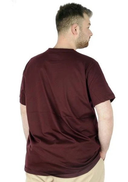 Büyük Beden Erkek Tshirt Bisiklet Yaka Basic 20031 Bordo