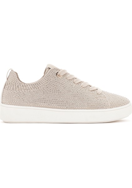 Zero Kadın Bej Taşlı Kalın Tabanlı Sneaker 24SFD43156F