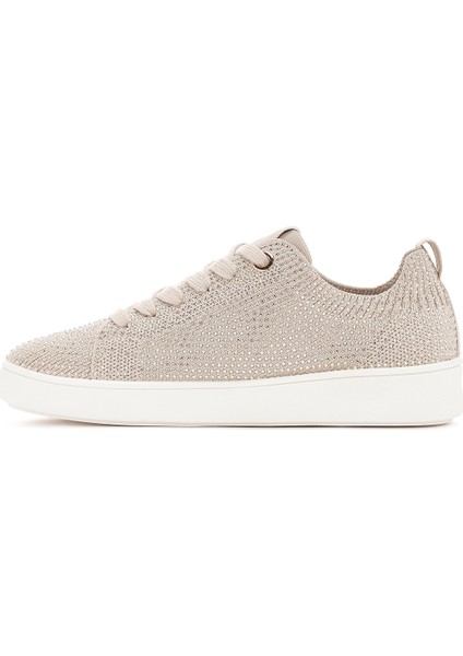 Zero Kadın Bej Taşlı Kalın Tabanlı Sneaker 24SFD43156F