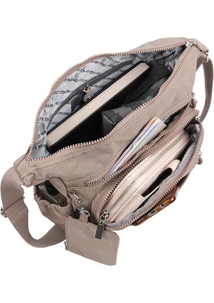 213 Klinkır Kaliteli Kumaş Bayan Çapraz Omuz Çantası Vizon fırsatları