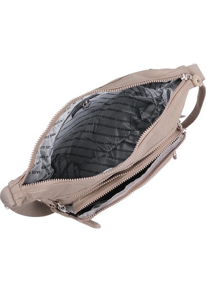 213 Klinkır Kaliteli Kumaş Bayan Çapraz Omuz Çantası Vizon indirimleri