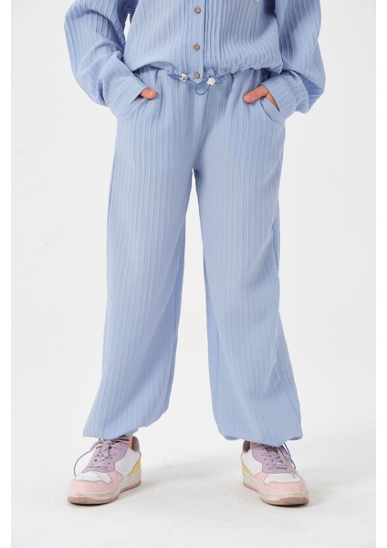 Genç Kız Çocuk Cepli Dokuma Jogger Pantolon