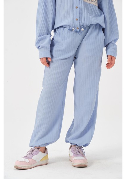 Genç Kız Çocuk Cepli Dokuma Jogger Pantolon modelleri