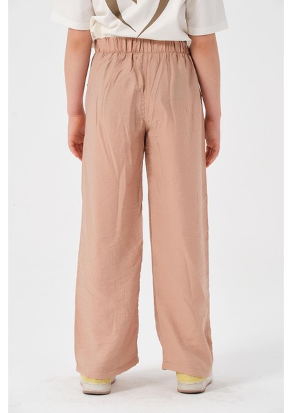 Genç Kız Çocuk Düğme Detaylı Bol Paça Pantolon