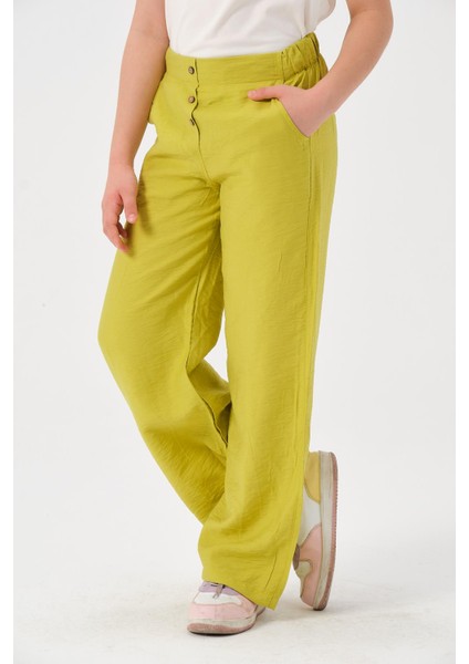 Genç Kız Çocuk Düğme Detaylı Bol Paça Pantolon indirimleri