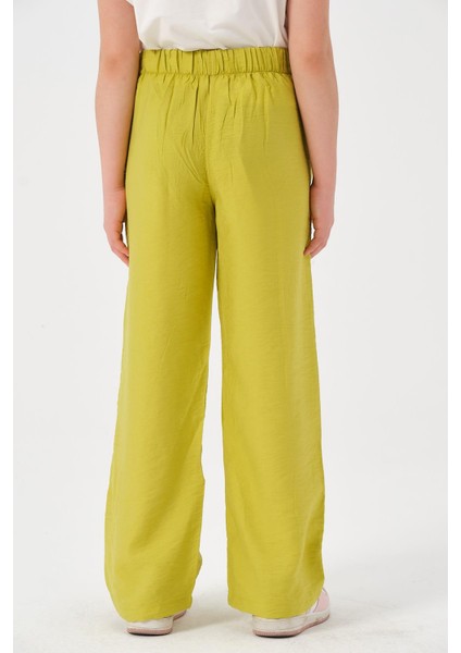 Genç Kız Çocuk Düğme Detaylı Bol Paça Pantolon