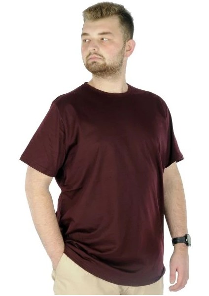 Büyük Beden Erkek Tshirt Bisiklet Yaka Basic 20031 Bordo modelleri