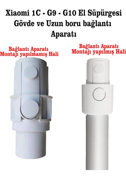 Xiaomi 1C-G9-G10 Dikey Süpürge Uyumlu Alüminyum Teleskopik Uzun Boru Gövde Bağlantı Aparatı 3D Yazıcıda Üretilmiştir