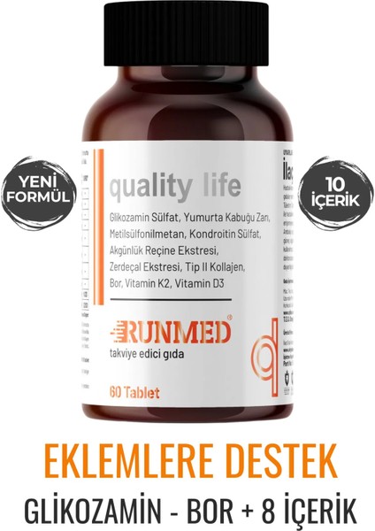 60 Tablet Glukozamin Msm Kondroitin Tip 2 Kollojen, D Ve K Vitamini, Yumurta Kabuğu Zarı