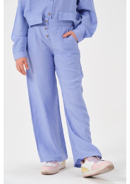 Genç Kız Çocuk Düğme Detaylı Bol Paça Pantolon indirimleri