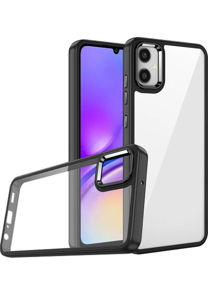 MTK Moveteck Samsung Galaxy A05 Kılıf Kamera Çıkıntılı Metalik Parlak Renkli Lens Çerçeveli Arkası Şeffaf Silikon