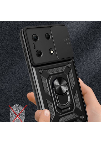 M.tk moveteck Infinix Note 30 Pro Uyumlu Kılıf Kamera Korumalı Sürgülü Yüzüklü Standlı Armor Military Tank Kızaklı Silikon Kapak