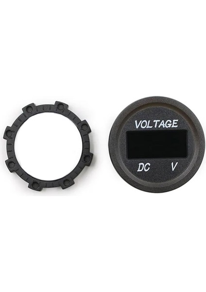 Su Geçirmez Dc 6V / 48V Voltmetre Yuvarlak Panel Tip Montajlanabilir Dijital Kırmızı Renk LED