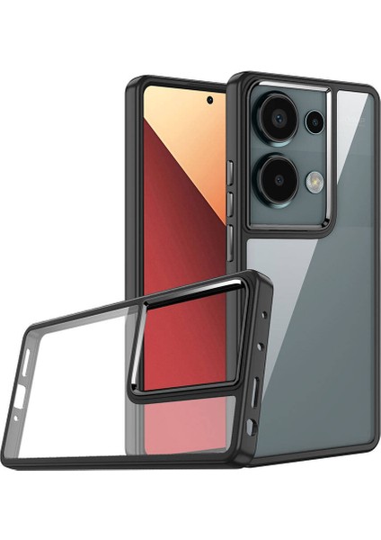 Xiaomi Redmi Note 13 Pro 4g Kılıf Flora Sert Silikon Arkası Cam Şeffaf Siyah