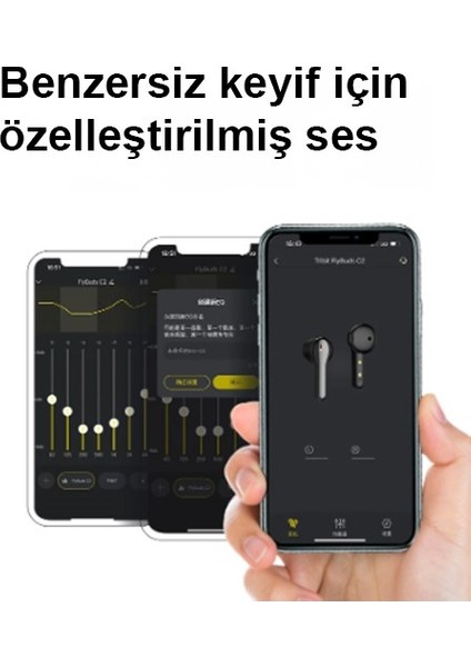 FlyBuds Siyah C2 Güçlü Stereo Ses Qualcomm QCC3040Kablosuz 5.2 Bluetooth Kulak İçi Kulaklık