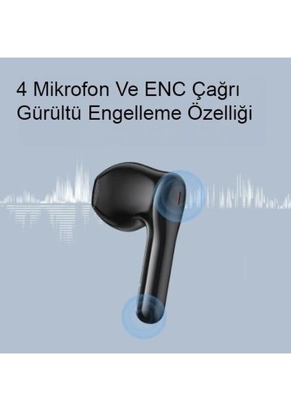 FlyBuds Siyah C2 Güçlü Stereo Ses Qualcomm QCC3040Kablosuz 5.2 Bluetooth Kulak İçi Kulaklık