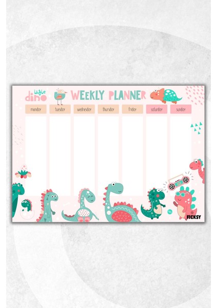 Haftalık Planlayıcı A4 Ebat Sevimli Dinozor 30 Yaprak Weekly Planner