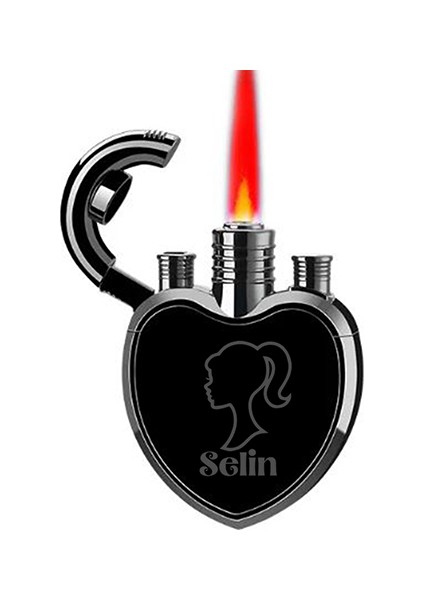 Kalp Şeklinde Kişiye Özel Isimli Çakmak Metal Turbo Barbie Tasarımlı