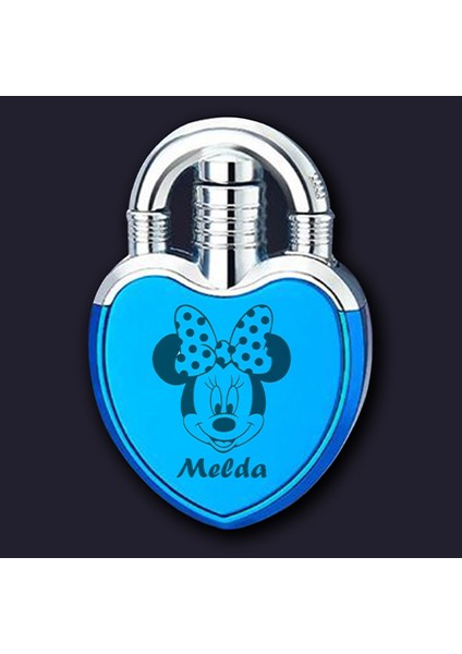 Kalp Şeklinde Kişiye Özel Isimli Çakmak Metal Turbo Mickey Mouse Minnie Tasarımlı