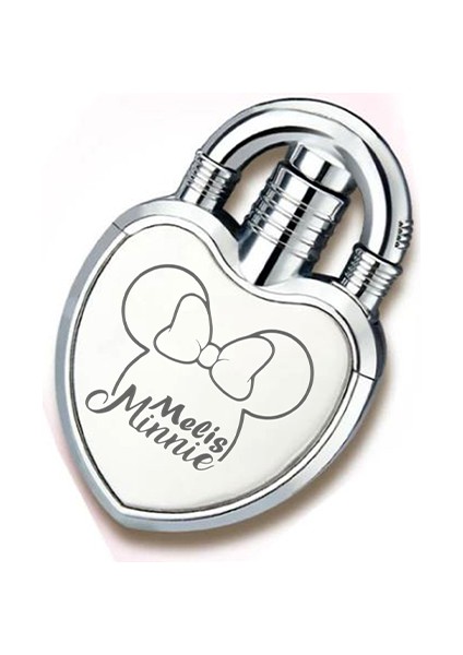 Kalp Şeklinde Kişiye Özel Isimli Çakmak Metal Turbo Mickey Mouse Minnie Tasarımlı