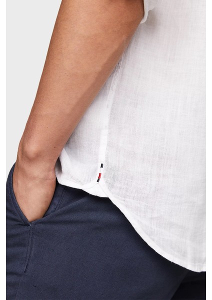 Düğmeli Yaka % 100 Keten Regular Fit Gömlek Erkek Gömlek MW0MW34602 Ycf modelleri