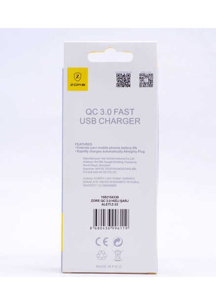 Qc 3.0 Fast USB Charger Z-33