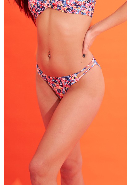 Renkli Floro Tek Alt Bikini