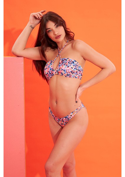 Renkli Floro Tek Alt Bikini