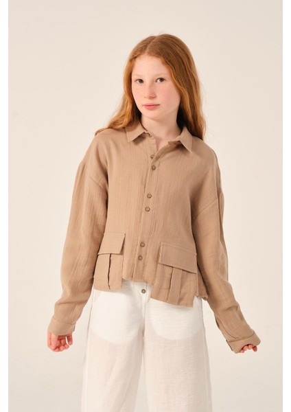 Genç Kız Çocuk Cepli Uzun Kollu Gömlek indirimleri