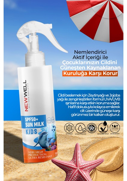 Çocuk Güneş Sütü Yüksek Koruma SPF50+ Jojoba Oil 150 ml