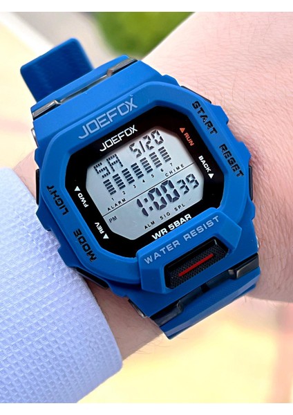 Joefox G-Shock Kasa Beyaz/siyah Digital 5 Atm Suya Dayanıklı 2 Yıl Garantili Spor Kol Saati J-GS04