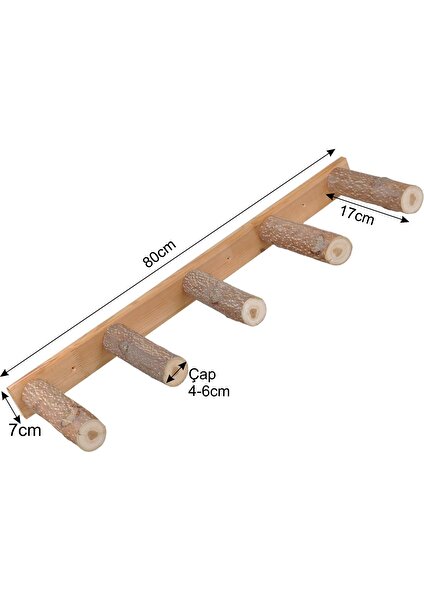 Doğal Ağaç Papağan Merdiveni Papağan Oyun Parkuru Papağan Tünek 5 Basamaklı  Boy 80 cm