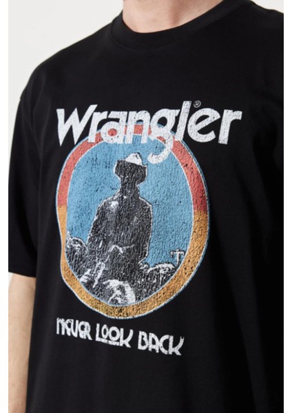 W7CBEE100 Siyah Önü Baskılı Bisiklet Yaka Erkek T-Shirt fırsatları